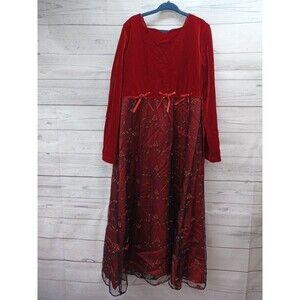 Vintage Jinelle red Velvet Dress Girl's Sz 10 Long